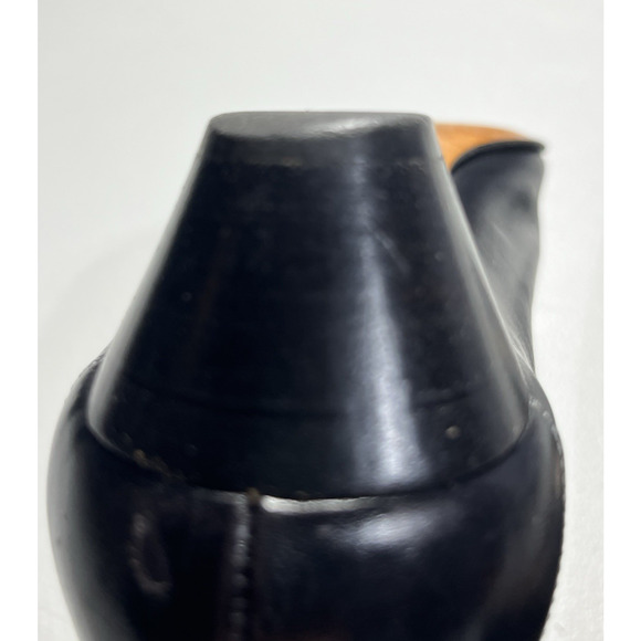 Salvatore Ferragamo Leather Pumps Heels 8 AAA Black Gold Script Logo Slip On - Picture 11 of 12